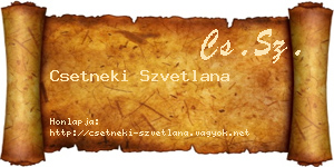 Csetneki Szvetlana névjegykártya
